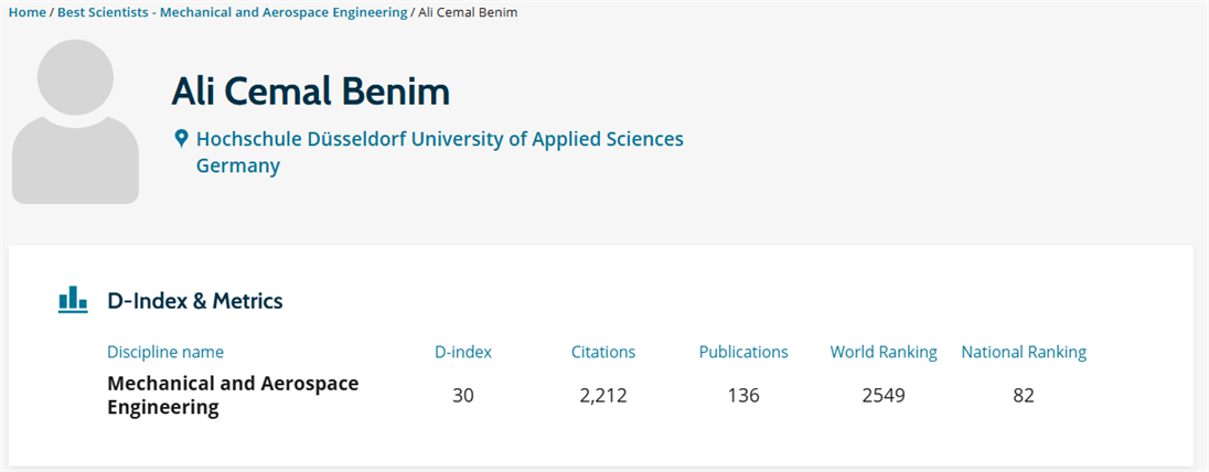 Ranking Ausschnitt Prof. Dr. Benim
